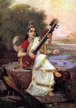 Raja Ravi Varma Painting - Saraswati Raja Ravi Varma